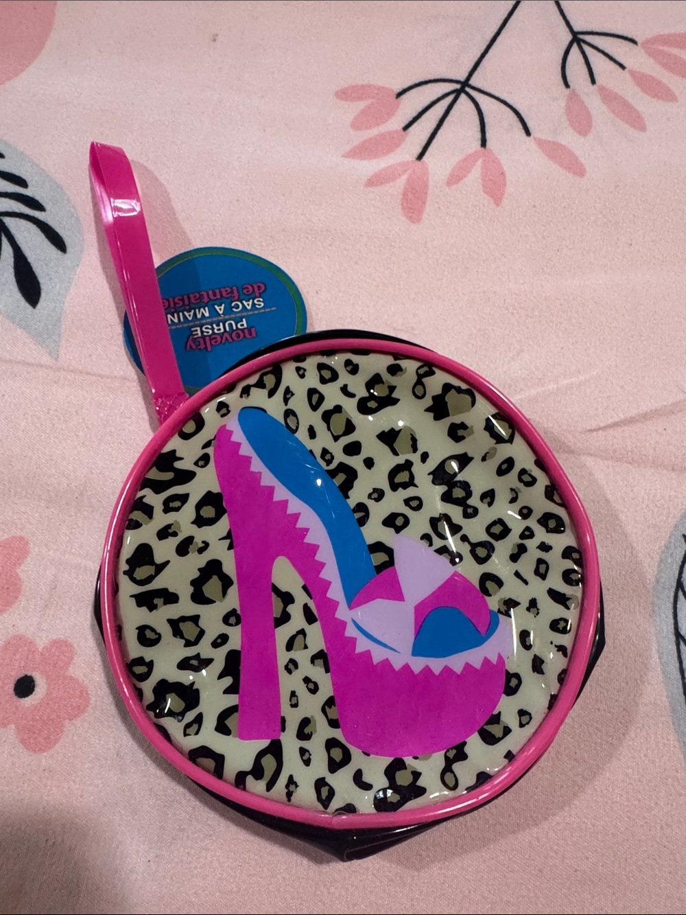 Pink High Heel Printed Round mini bag Purse